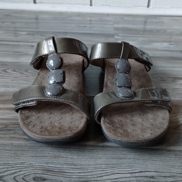 Orthaheel Vionic Albany Patent Leather Strap Jewel Slide Sandals Size 5 - Picture 2 of 6